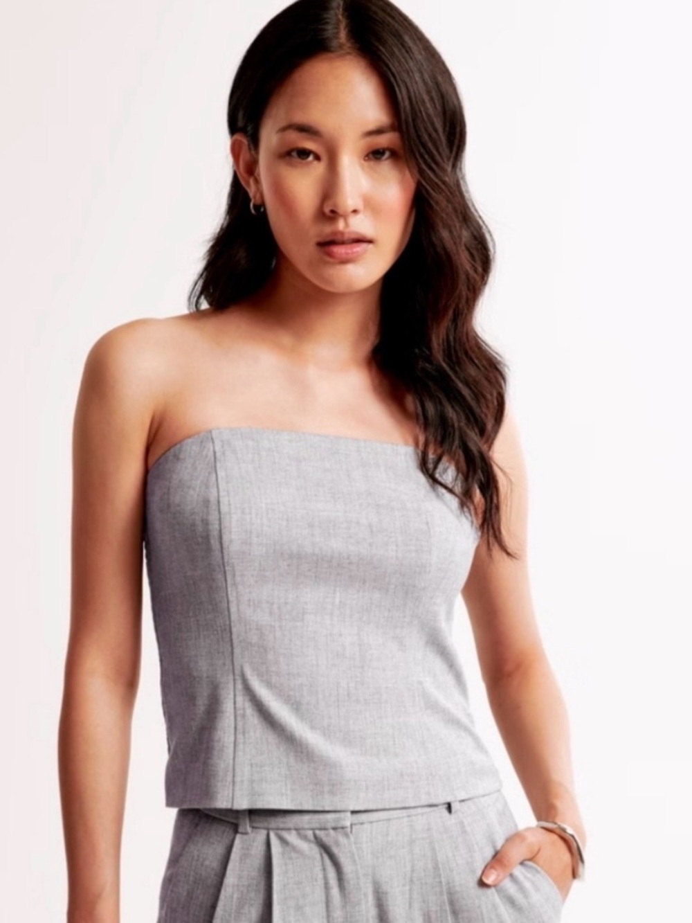 NWT Abercrombie & Fitch Light Gray Tailored Strapless Tube Top